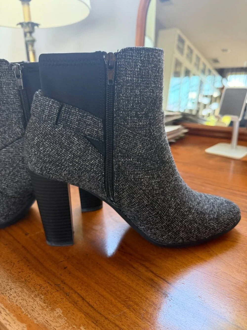 Kelly & Katie Gavilea Black Tweed Ankle Boots Silver Buckle Size 9M